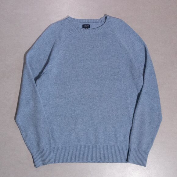 J Crew Supersoft Lambswool Blend Crewneck Pullover Sweater Blue Large Preppy - Picture 1 of 7